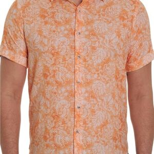 Robert Graham Orange Floral Casual Button Down Shirt